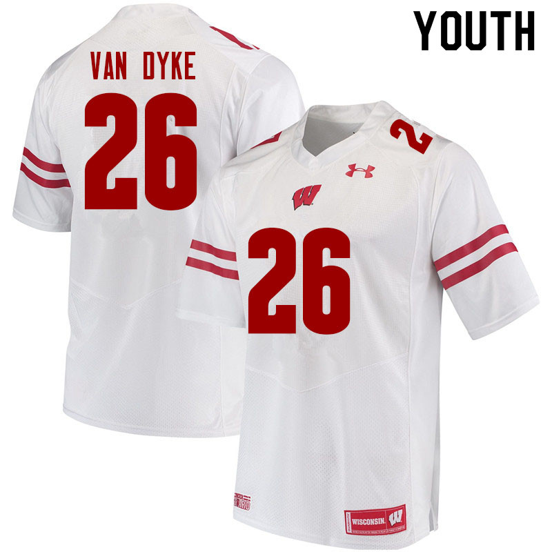 Youth #26 Jack Van Dyke Wisconsin Badgers College Football Jerseys Sale-White